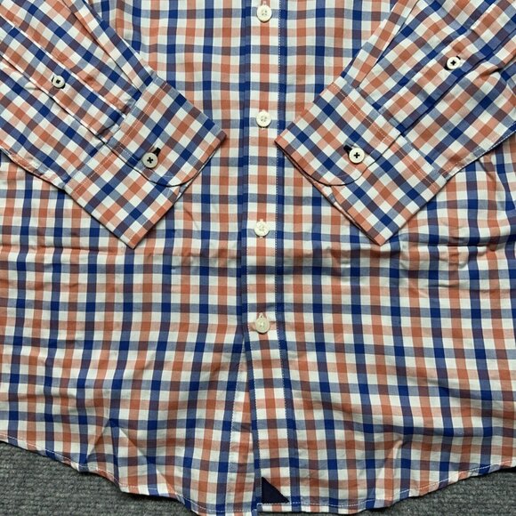 UNTUCKit Highland Shirt Mens LT Blue Orange Check Long Sleeve Button Up New - Picture 2 of 9